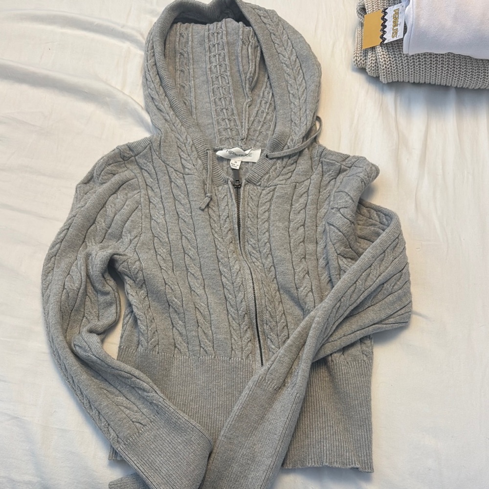 Gray Cable Knit Women's Sweater